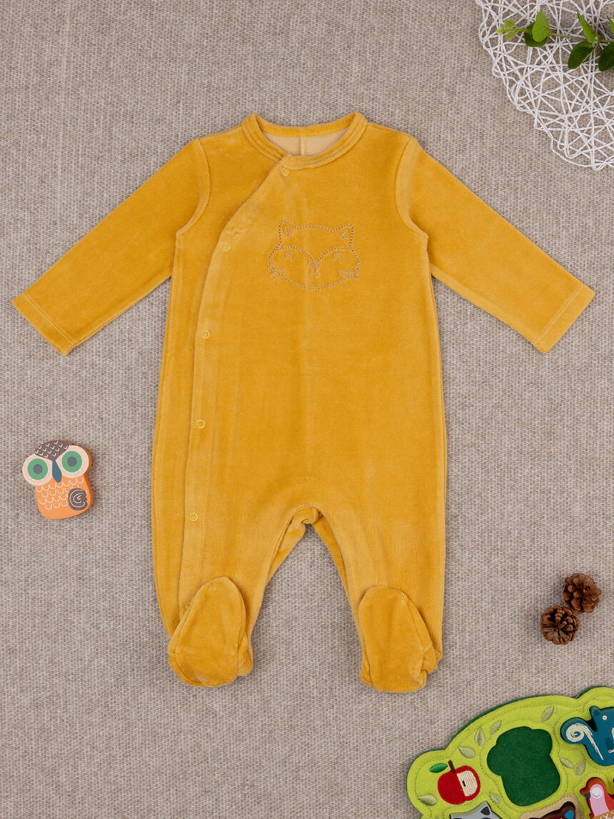 Fato de dormir em chenille amarelo para bebé - Prénatal