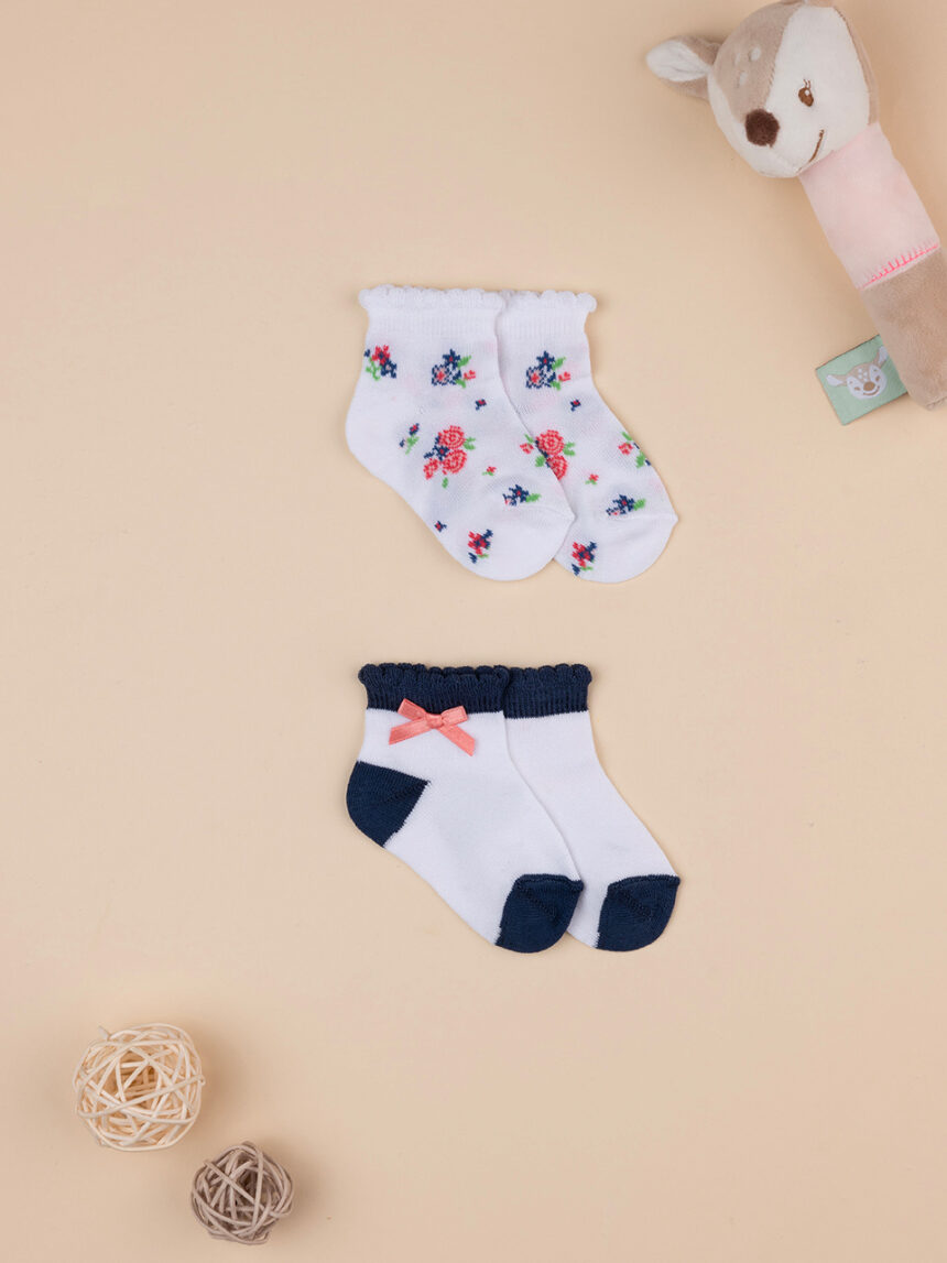 Pack 2 meias florais para bebé menina - Prénatal