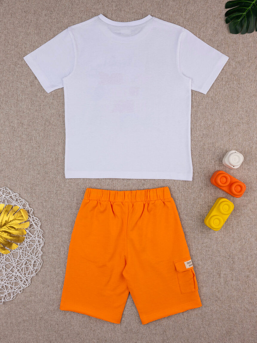 Fato de bebé branco/laranja safari - Prénatal