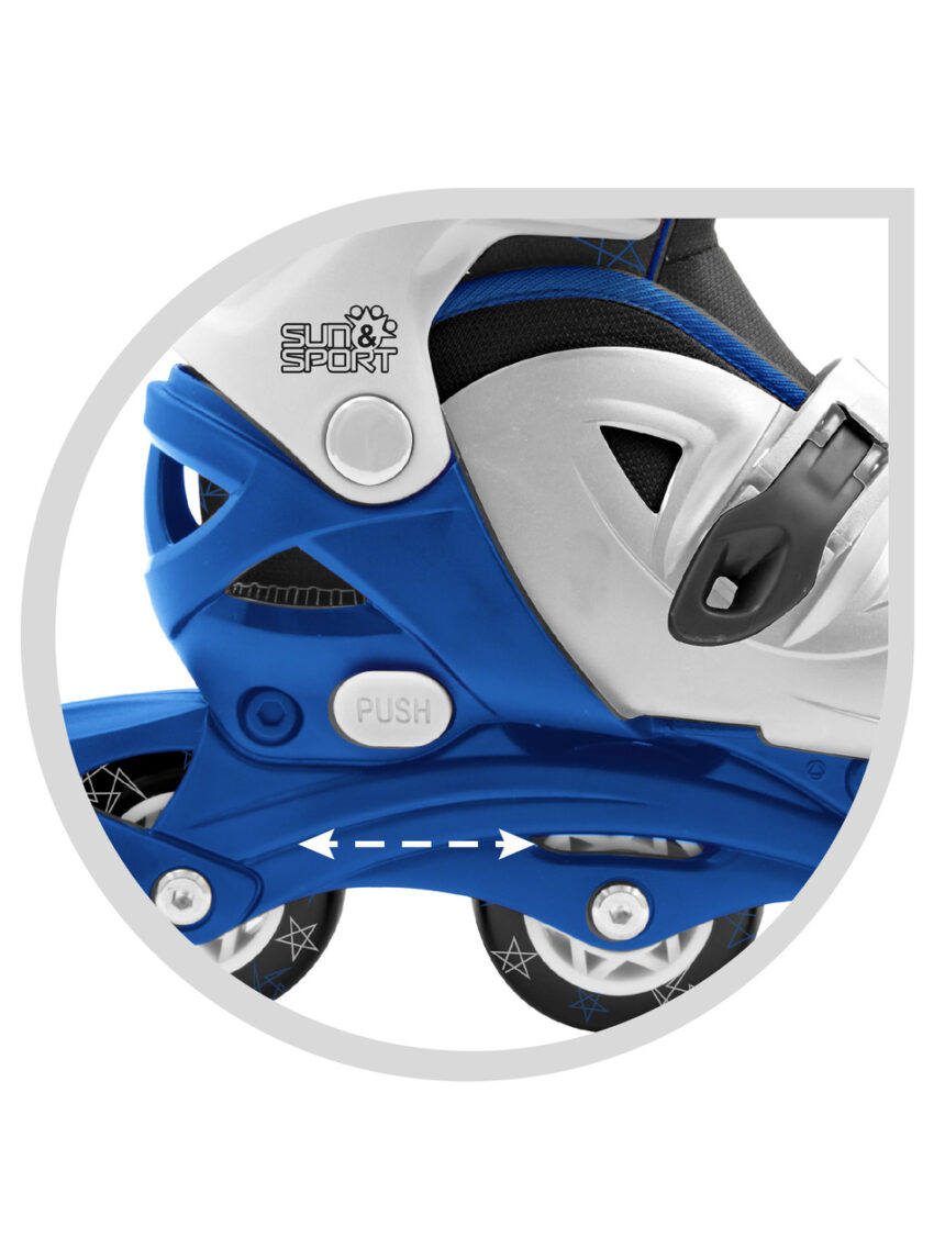 Patins em linha 4 rodas azul - tamanho 31-35 - sun&sport - Sun&Sport