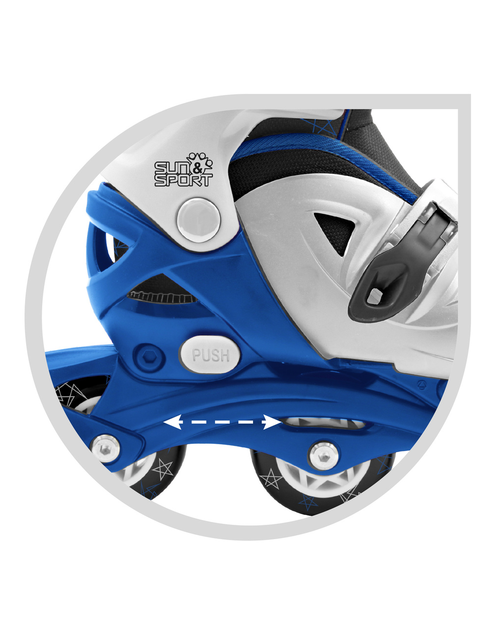 Patins em linha 4 rodas azul - tamanho 31-35 - sun&sport - Sun&Sport