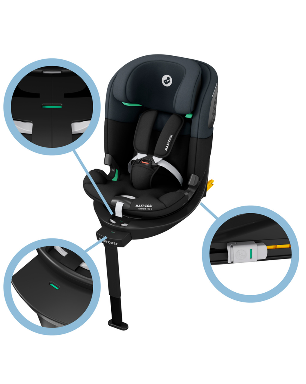 Cadeira auto emerald 360 s i-size (40-150 cm) tonal black - maxi cosi - Maxi-Cosi