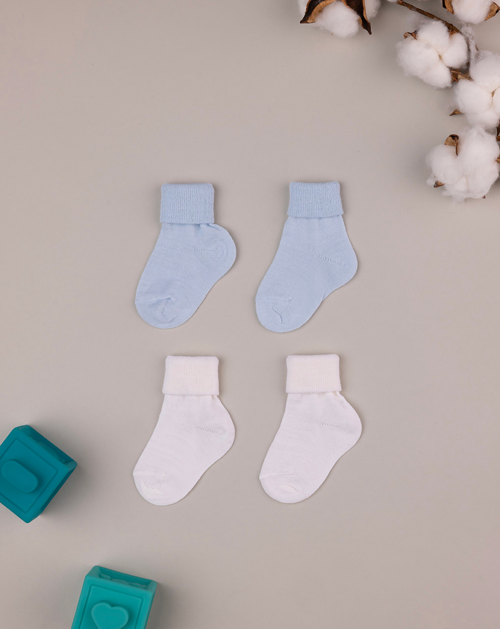 Embalagem de 2 pares de meias azuis e brancas - Prénatal