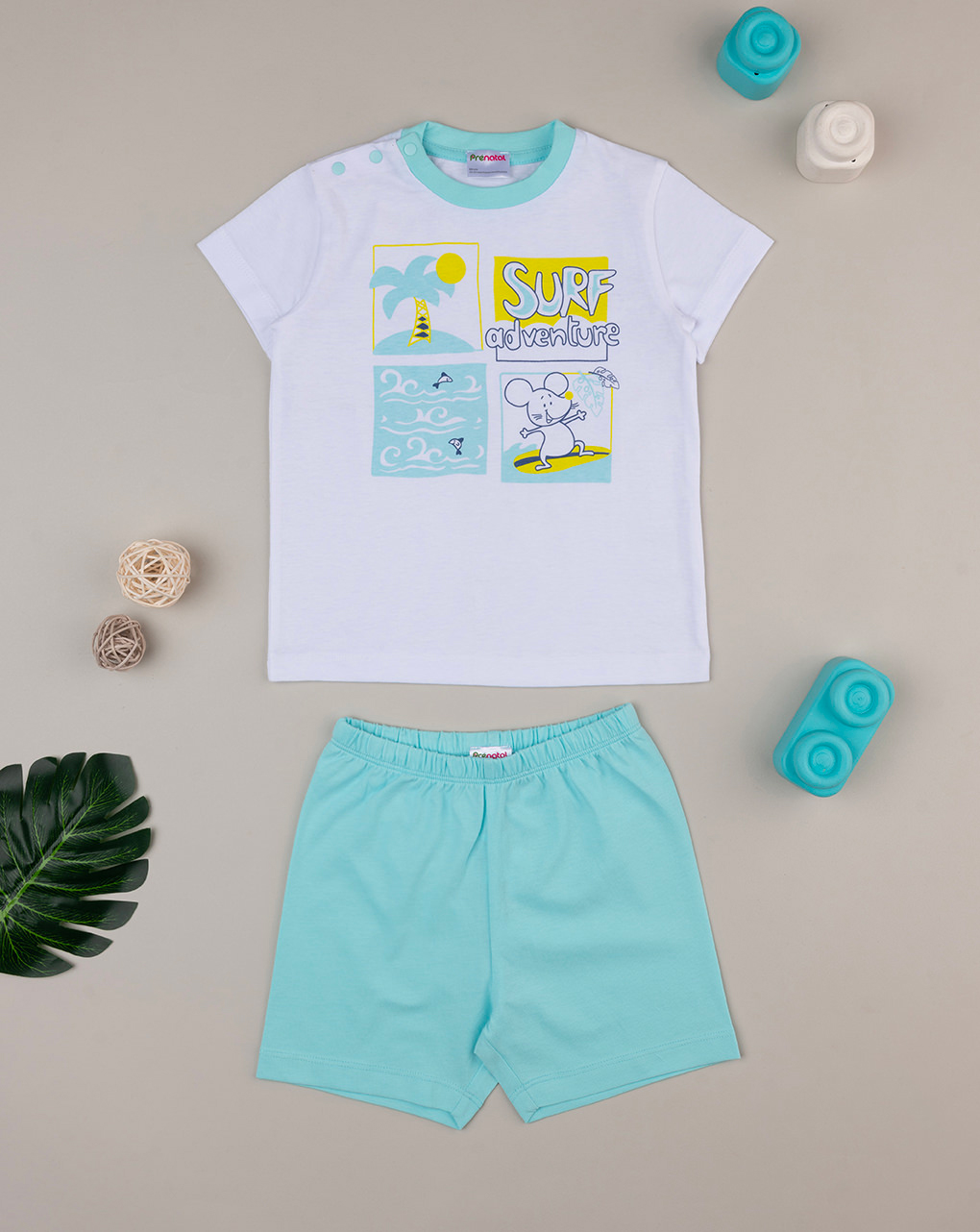 Pijama de bebé branco/azul - Prénatal
