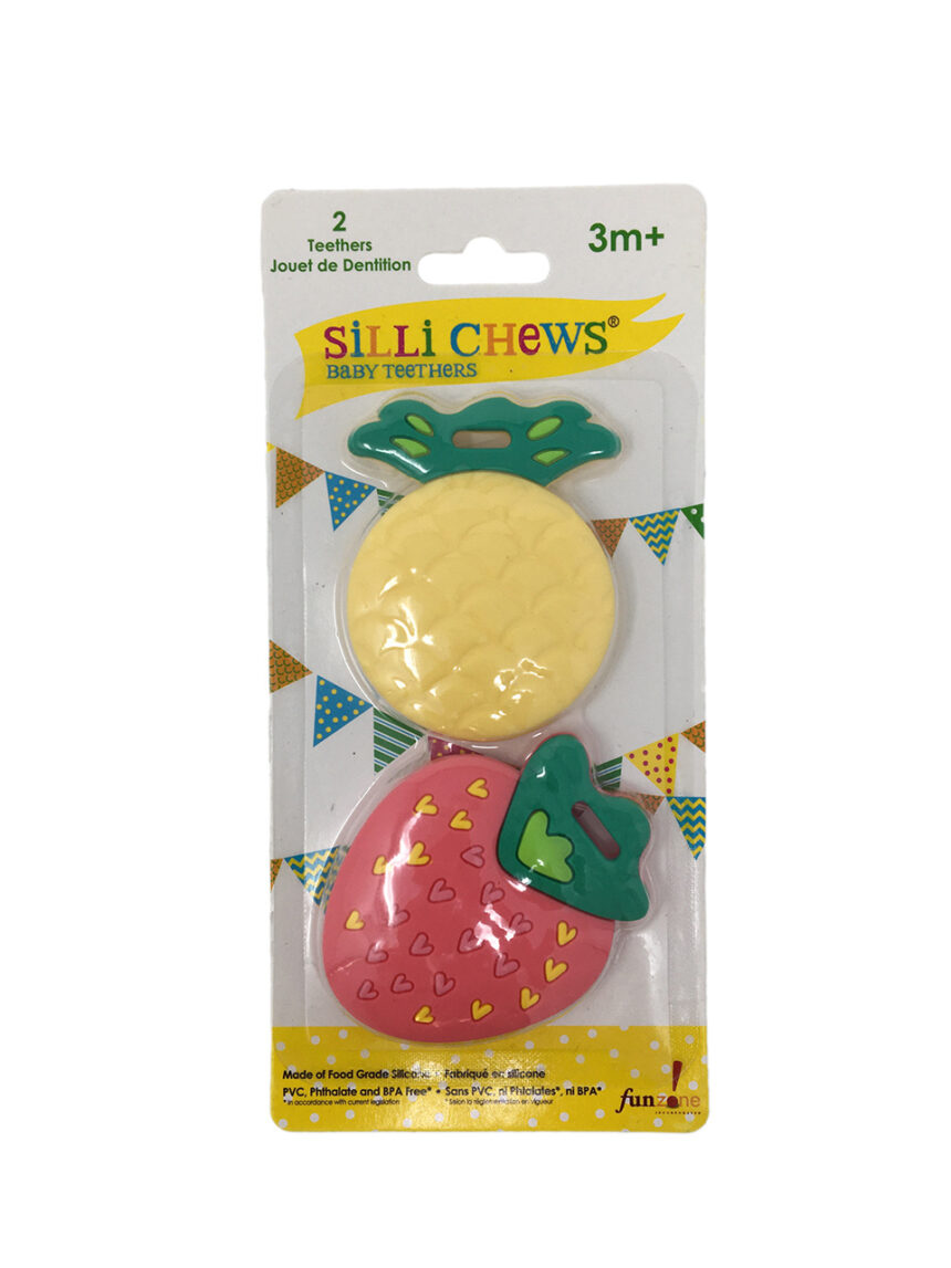 Conjunto de brinquedos de dentição - mini ananás + mini morango +3m - silly chews - Sille Chews