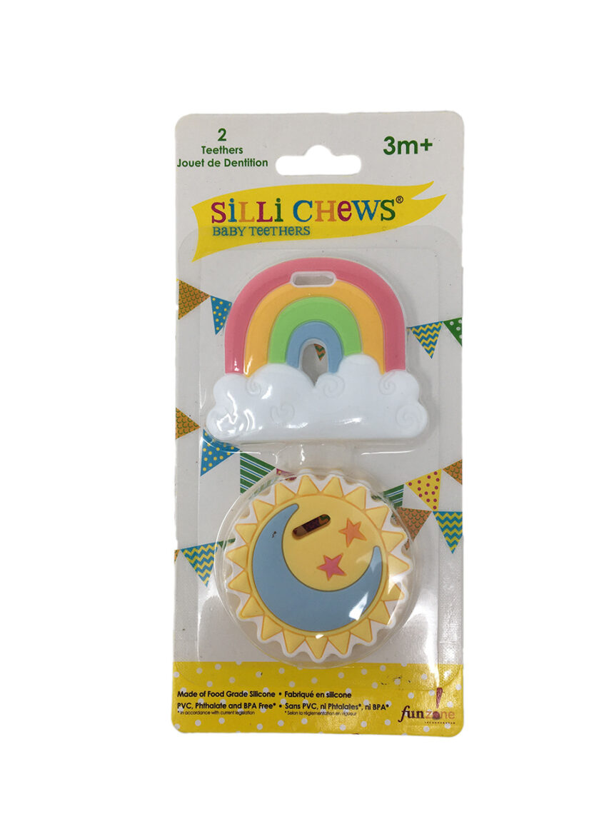 Conjunto de brinquedos de dentição - mini arco-íris + mini sol +3m - silly chews - Sille Chews