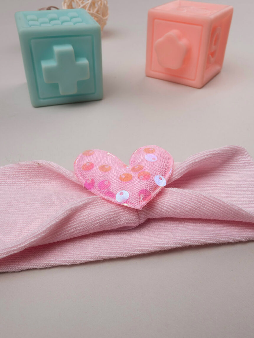 Bandolete rosa bebé com coração de lantejoulas - Prénatal