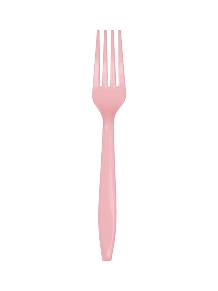 Garfo de plástico h. 18 cm - 24 peças - rosa pastel - Bigiemme