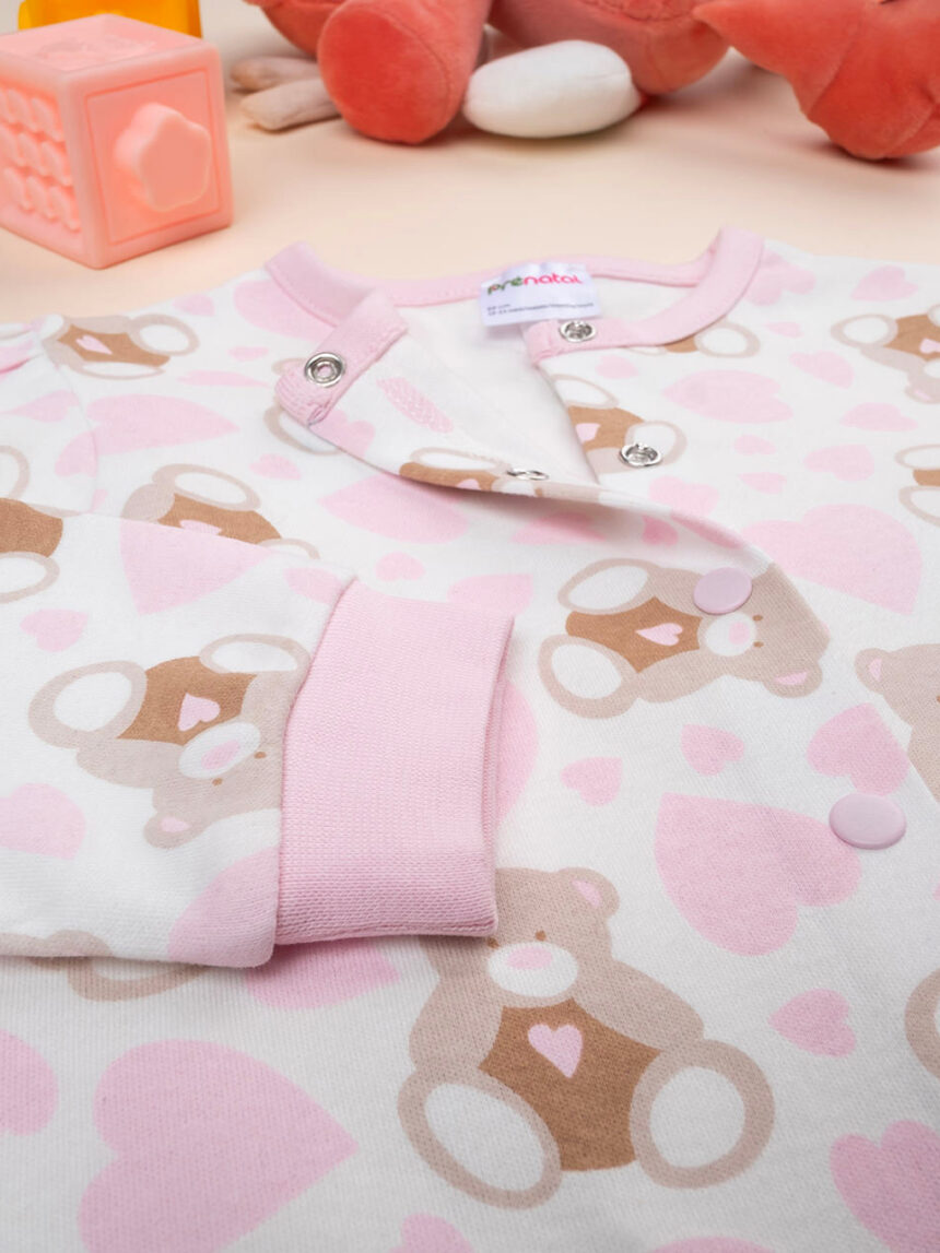 Pijama rosa/branco para bebé menina - Prénatal