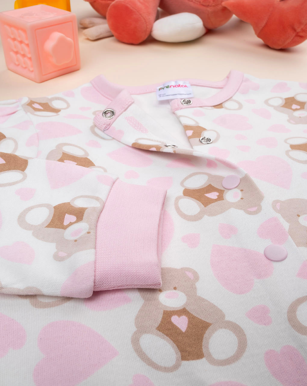 Pijama rosa/branco para bebé menina - Prénatal