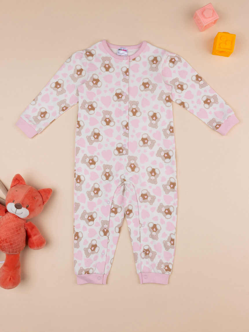 Pijama rosa/branco para bebé menina - Prénatal