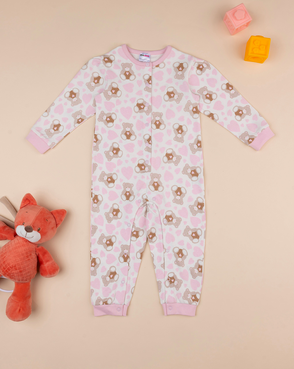 Pijama rosa/branco para bebé menina - Prénatal