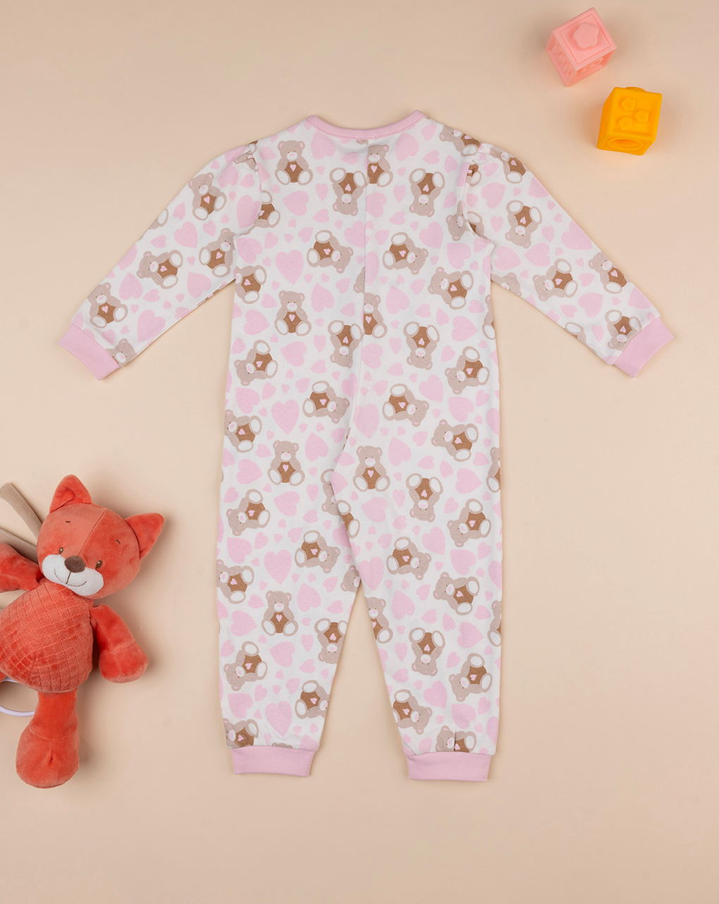 Pijama rosa/branco para bebé menina - Prénatal