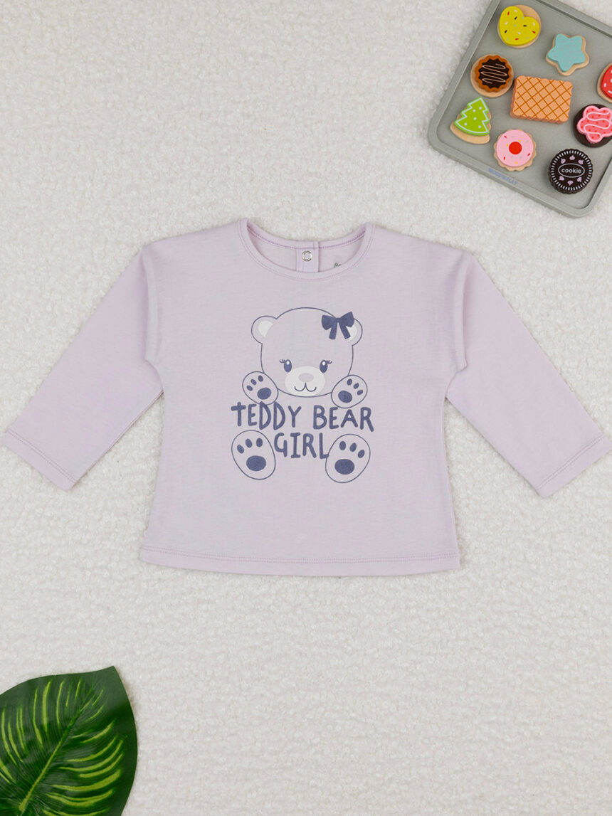 T-shirt lilás para bebé menina com estampado - Prénatal