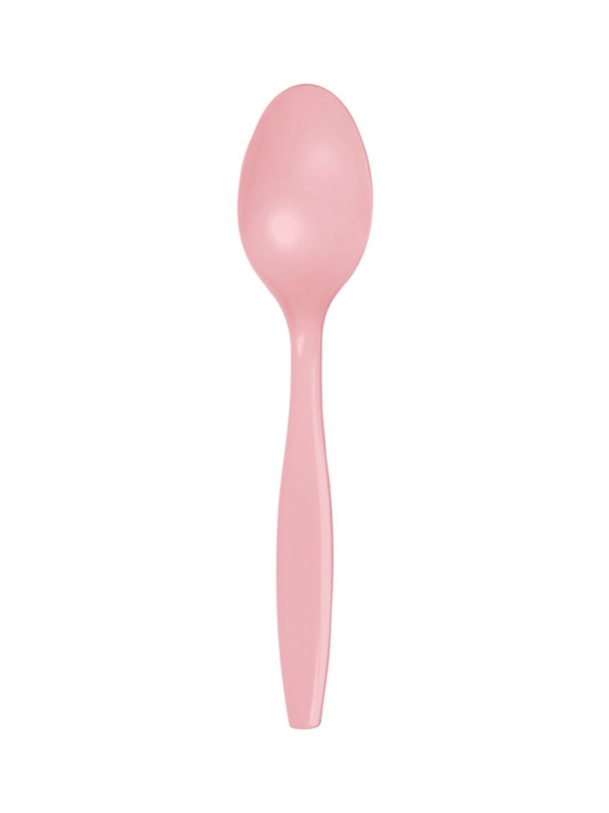 Colher de plástico h. 15,5 cm - 24 peças - rosa pastel - Bigiemme