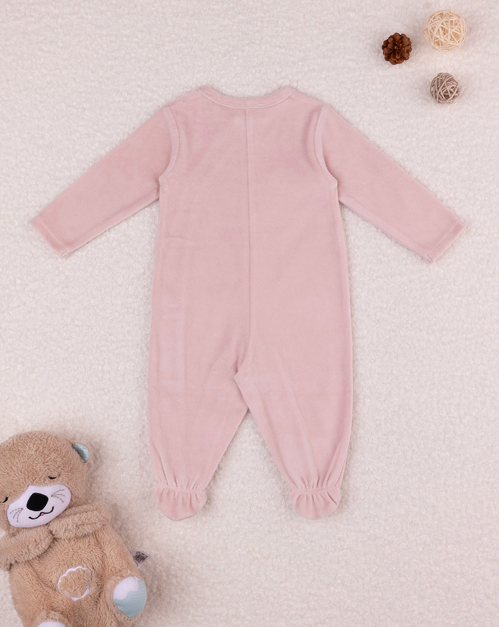 Fato de dormir em chenille rosa para bebé menina - Prénatal