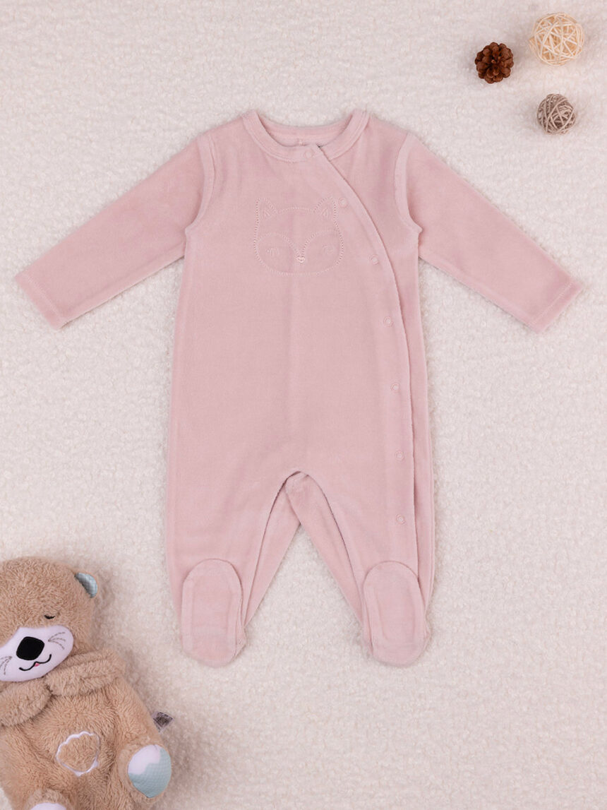 Fato de dormir em chenille rosa para bebé menina - Prénatal