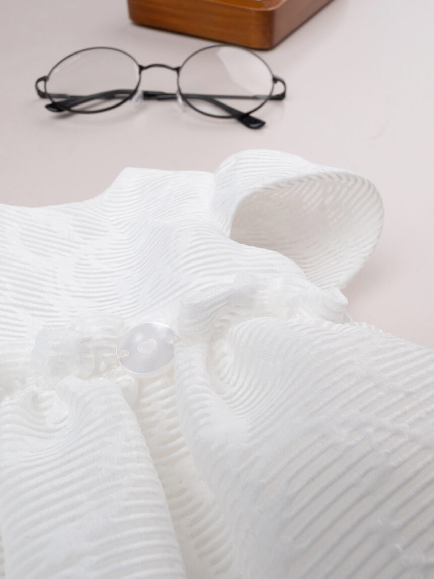 Vestido de organza para bebé menina algodão orgânico creme - Prénatal