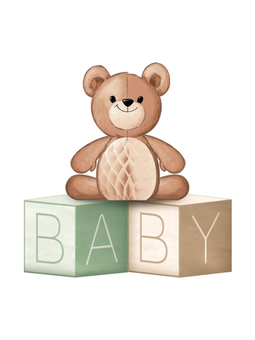 Centrotavola - blocos para bebés - 15 x 15 cm - urso de peluche - Bigiemme