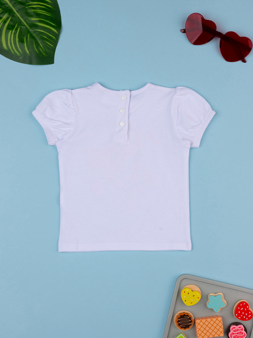 T-shirt branca de meia manga com estampado para rapariga - Prénatal