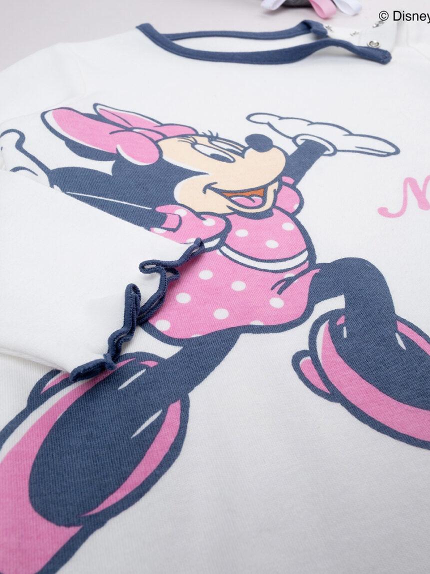 Pijama da minnie para menina branco/azul - Prénatal