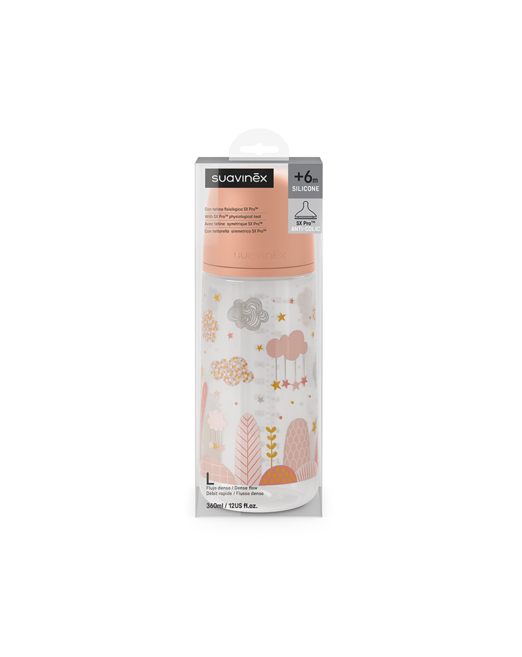 Biberão dreams 360ml silicone sx pro rosa - suavinex - Suavinex