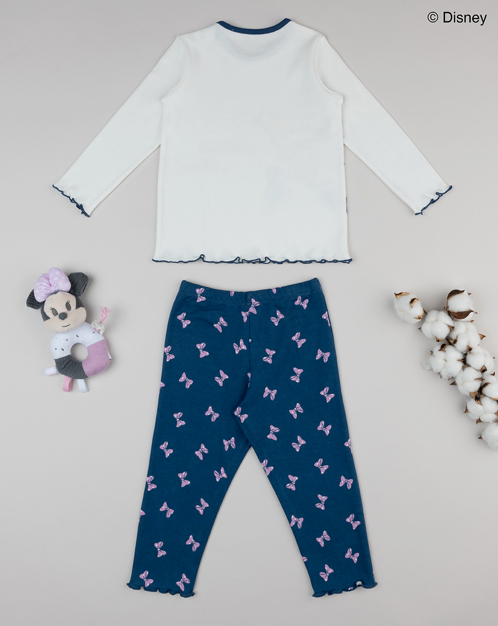 Pijama da minnie para menina branco/azul - Prénatal