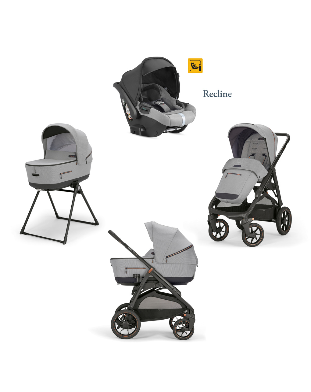 Aptica xt system quattro darwin recline horizon grey chassis black - inglesina - Inglesina