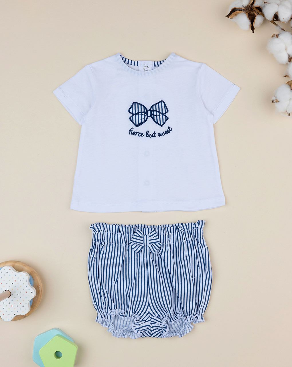 Conjunto azul bebé com laço - Prénatal