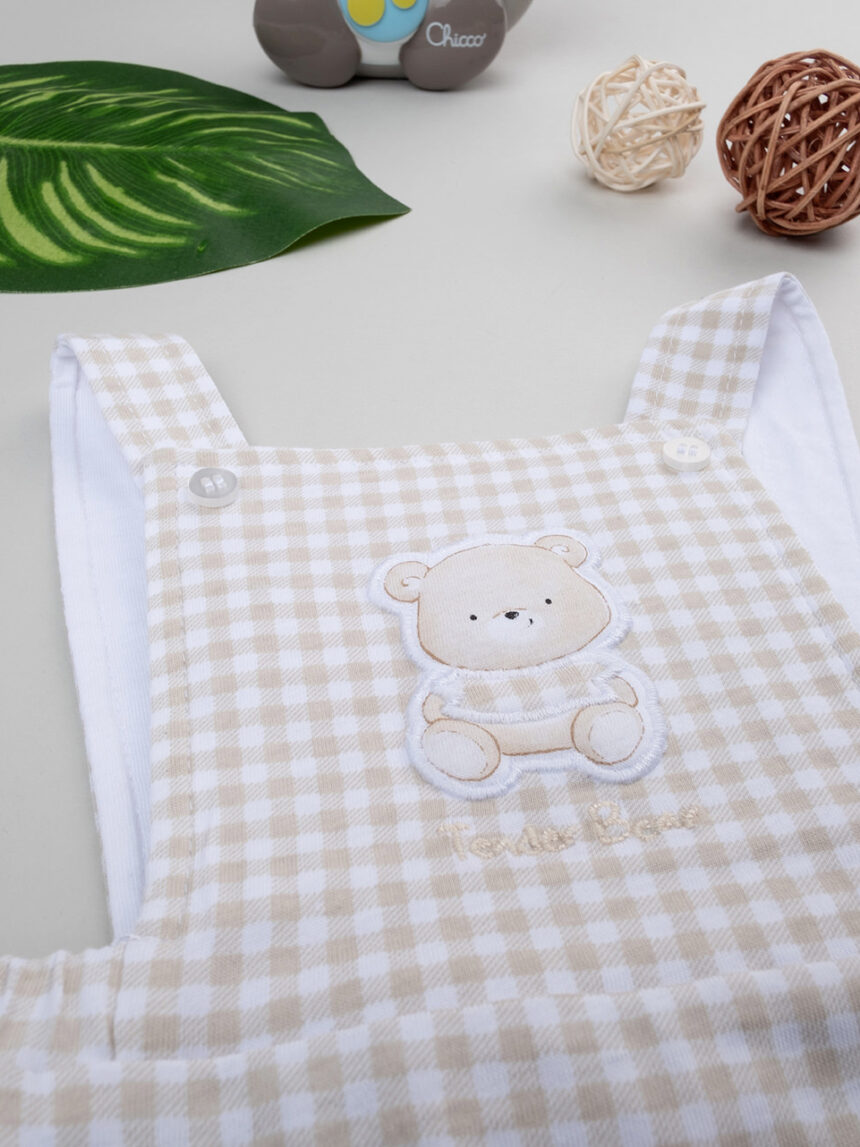 T-shirt bege e macacão curto para bebé - Prénatal