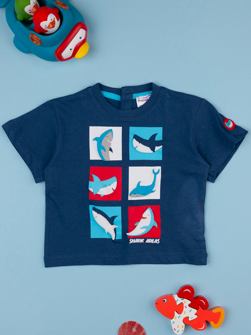 T-shirt de manga curta para criança "shark - Prénatal