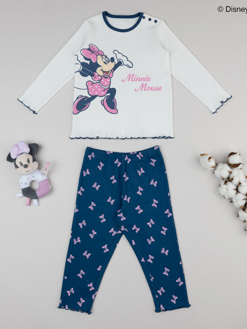 Pijama da minnie para menina branco/azul - Prénatal