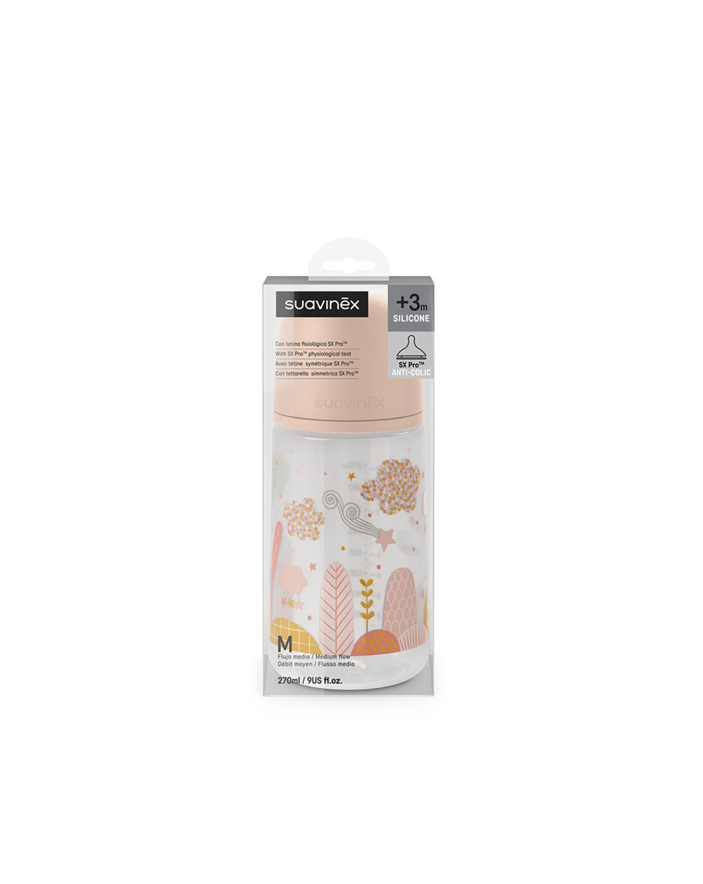 Biberão dreams 270ml silicone sx pro rosa claro - suavinex - Suavinex